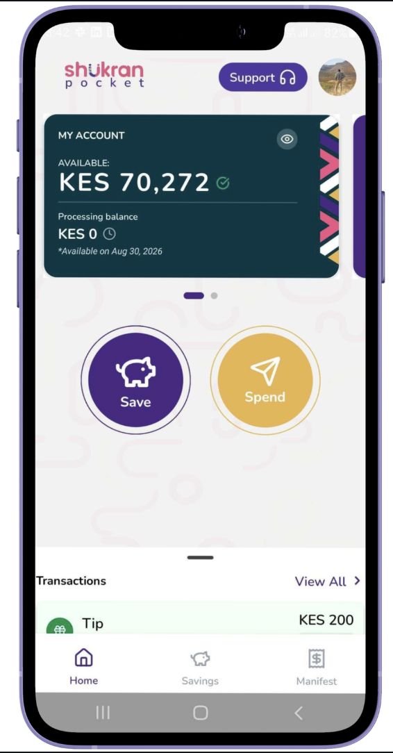 Shukran Pocket savings screen with goals